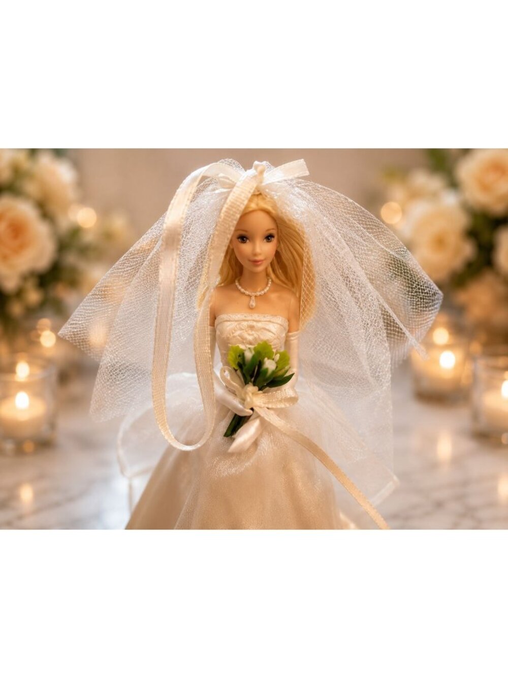 Barbie Blushing Bride Keepsake Ornament 2002 Hallmark Wedding Porcelain Fabric B - Picture 2 of 6